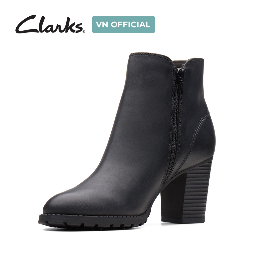 Giày Ankle Boot Da Nữ CLARKS Verona Trish Màu Đen