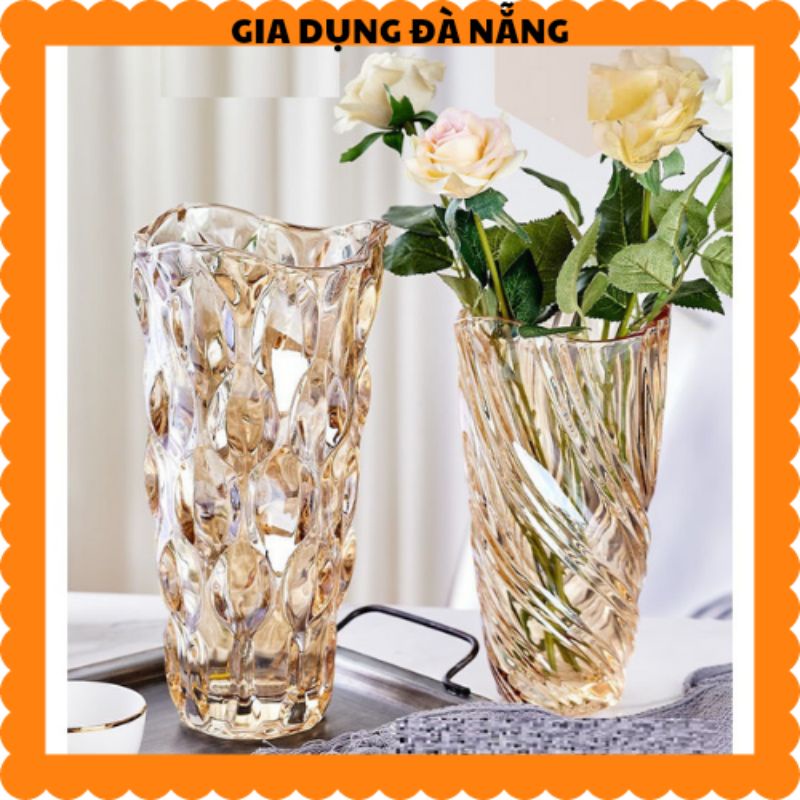 bình hoa thủy tinh pha lê 32cm kiểu dáng bắc âu trang trí phòng khách