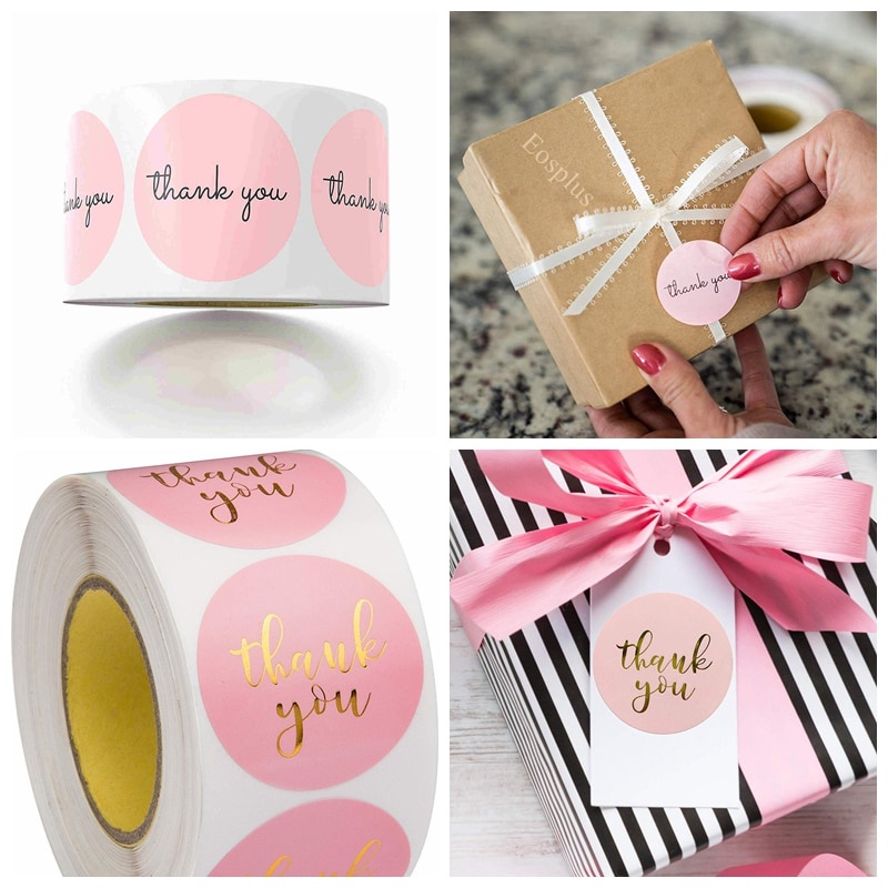 Cuộn 500 miếng dán chữ Thank you trang trí thiệp xinh xắn