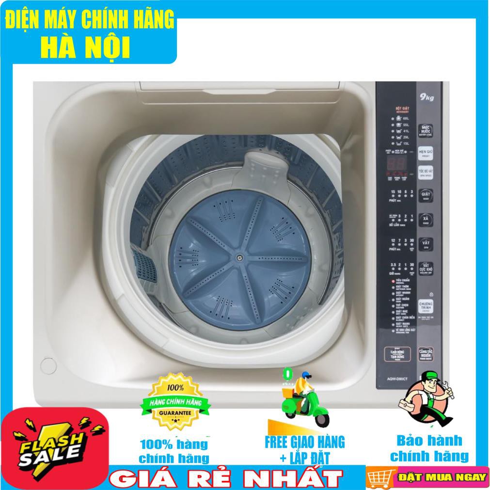 Máy giặt Aqua cửa trên 9kg ( bạc ) AQW-D90CT.S