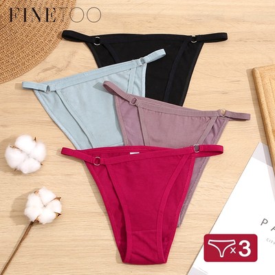 Bộ 3 quần lót FINETOO cotton mềm mại lưng thấp size M-2XL quyến rũ dành cho nữ