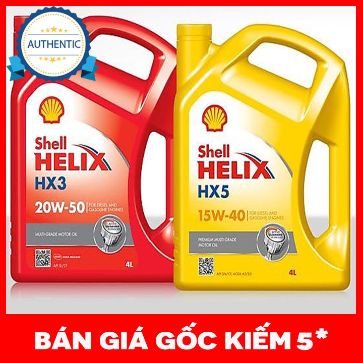 [TẶNG ÁO THUN GIÁ KHÔNG ĐỔI] Nhớt xe hơi cao cấp Shell Helix HX5 4L (màu vàng) PT03