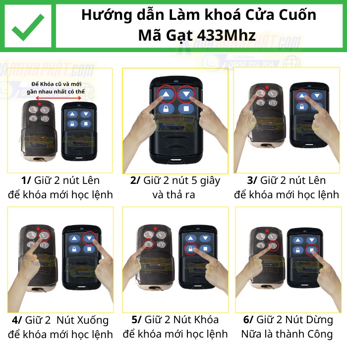 Chìa khóa Remote Cửa cuốn Tần Số 433Mhz