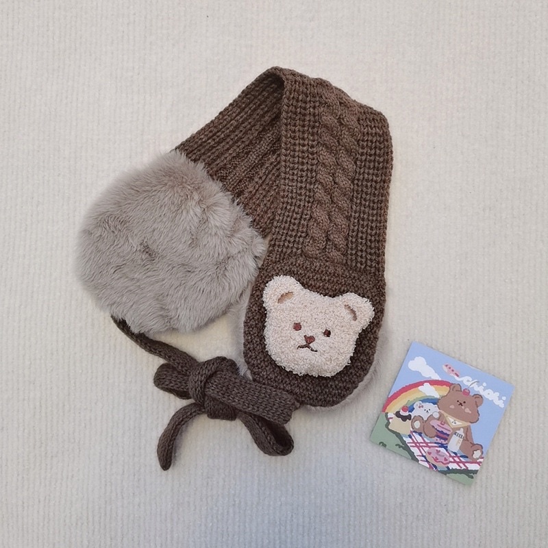 Khăn len gấu bịt tai cho bé siêu ấm 🐻