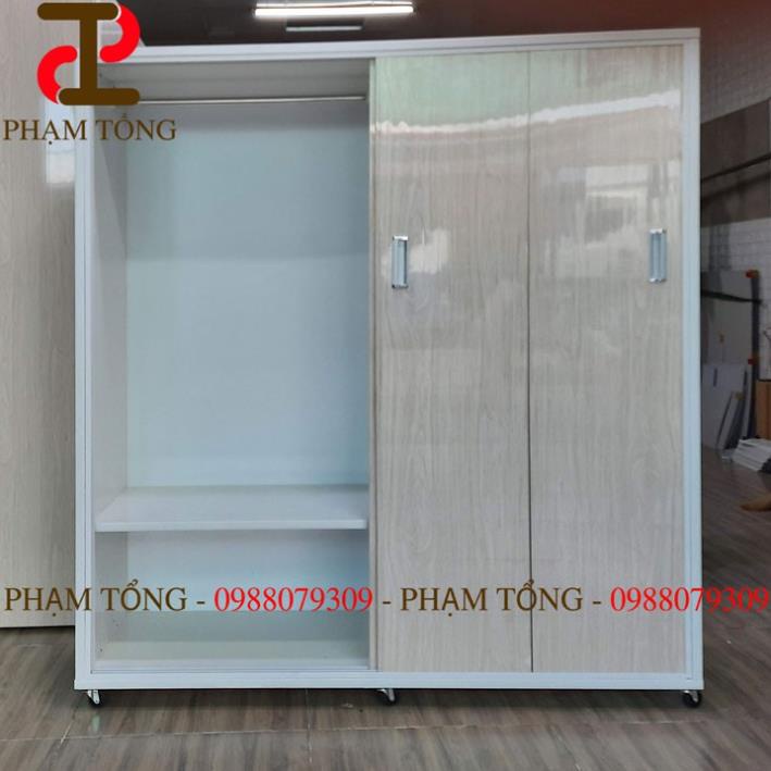 Tủ nhựa đài loan cửa trượt màu gỗ sáng  Miễn phí giao hàng