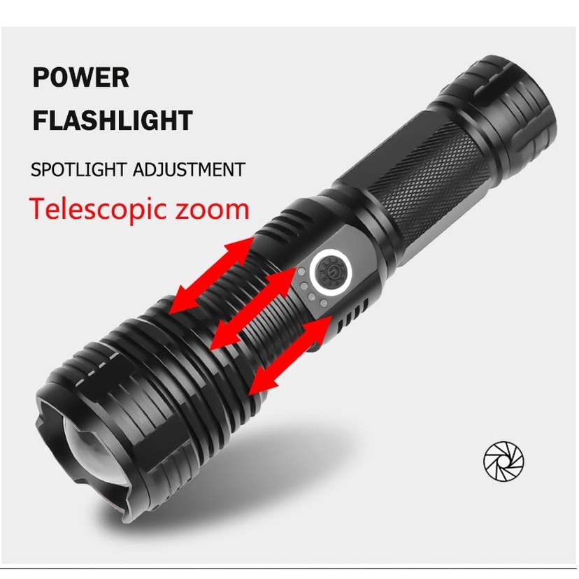 Most Powerful XHP70.2 LED Flashlight XHP50 Rechargeable USB Zoomable Torch T6  Lamp for Camping