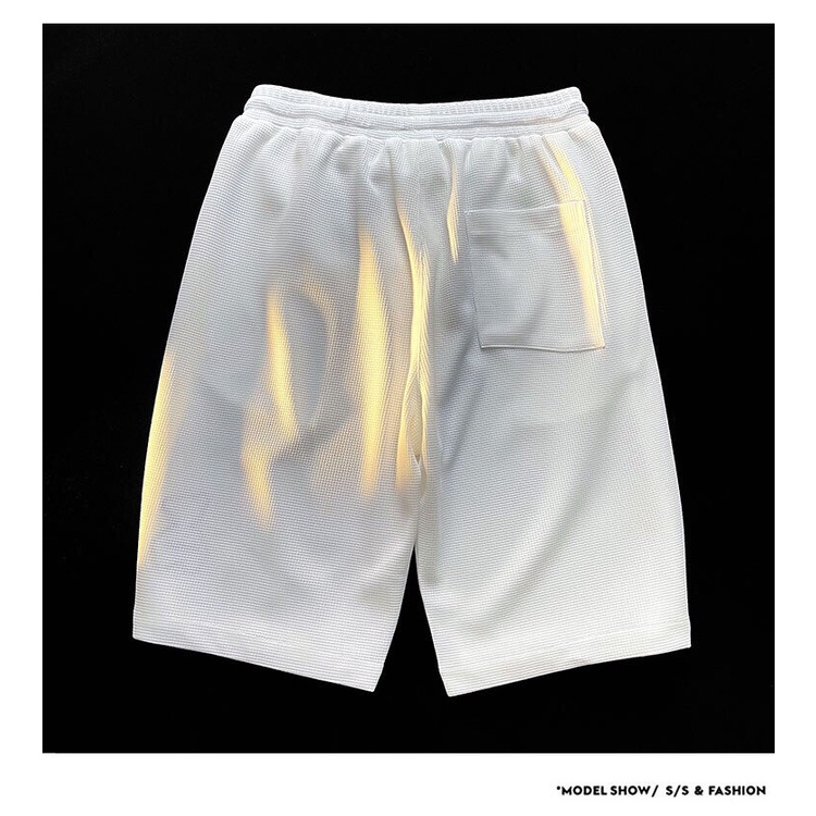 Quần đùi nam nữ vải tổ ong cao cấp - Quần short Unisex thêu hình gấu trúc cực đáng yêu.