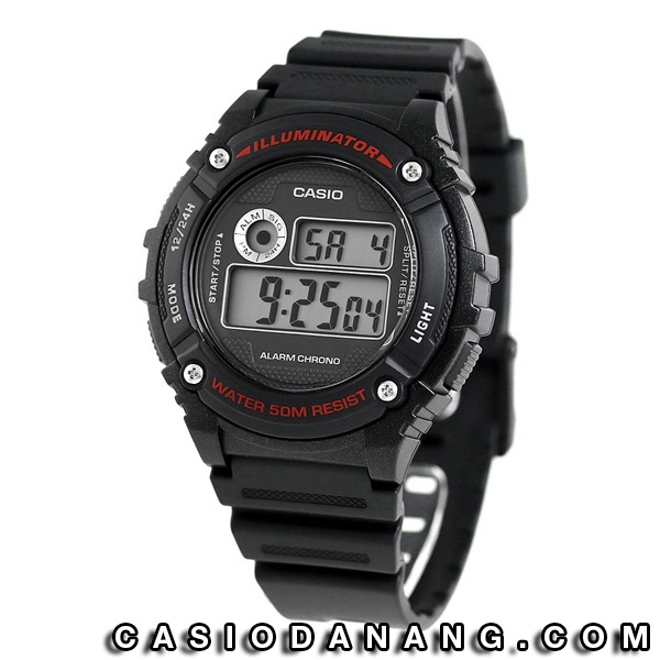 Đồng hồ nam dây nhựa Casio chính hãng Anh Khuê W-216H-1AVDF (43mm)