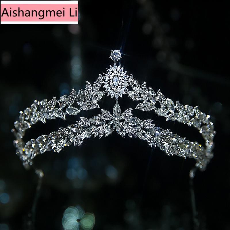 Phụ Kiện Cài Tóc Hình Vương Miện Đính Đá Pha Lê Sang Trọng Cho Cô Dâu