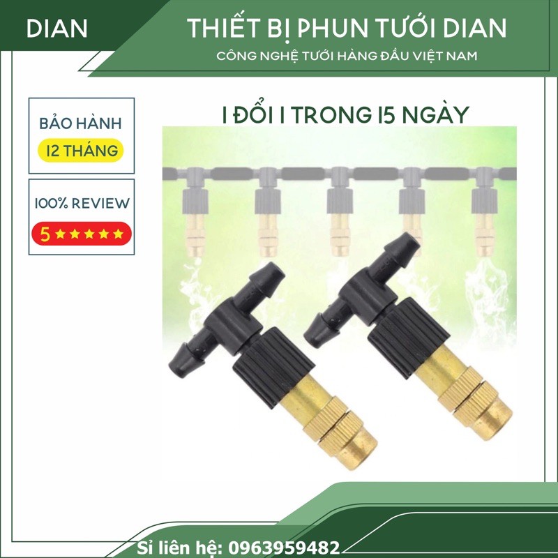 Béc Phun Sương 1 Cửa Đầu Đồng Kèm Chân Tê Ống 6mm