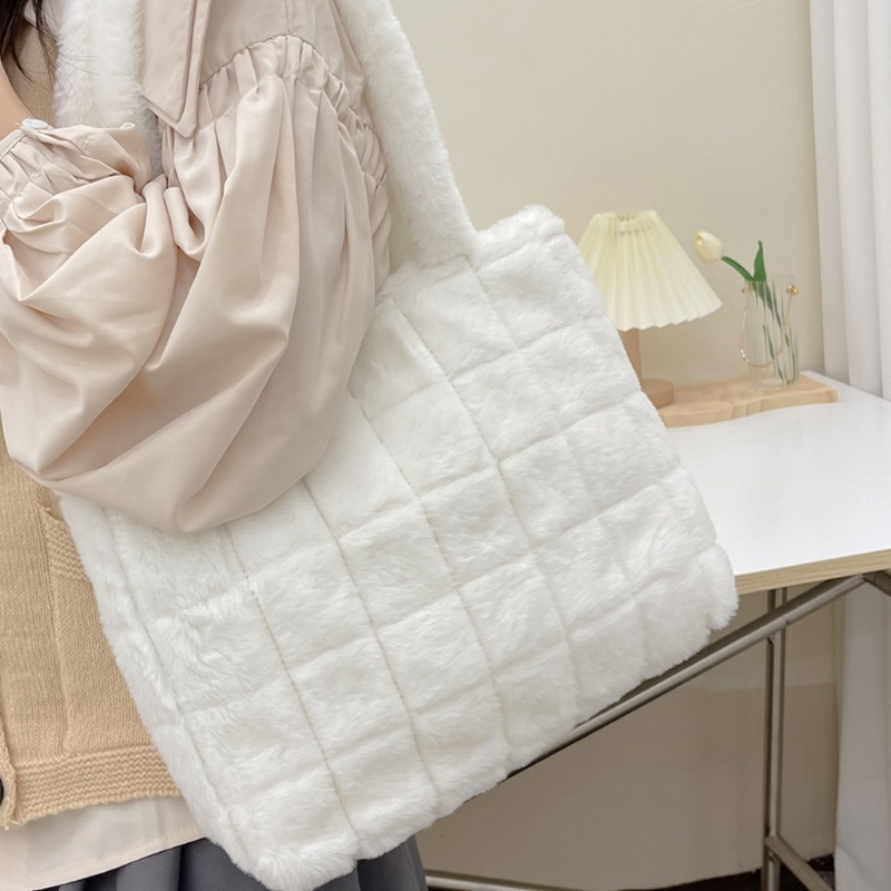 Túi Xách Lông Xù Màu Trơn Thời Trang Thu Đông Dành Cho Nữ