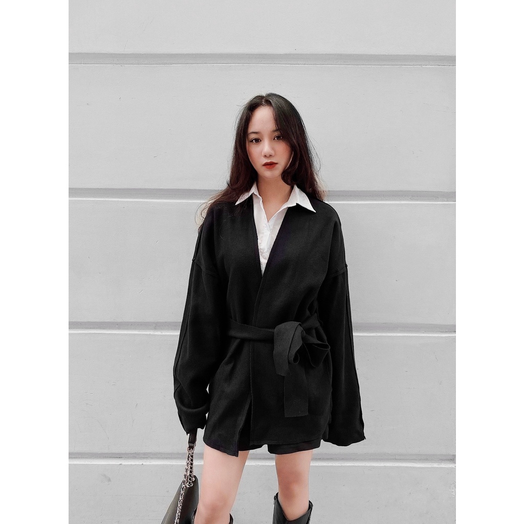 Modesty - Áo khoác dạ kimono nơ bụng Kile Coat