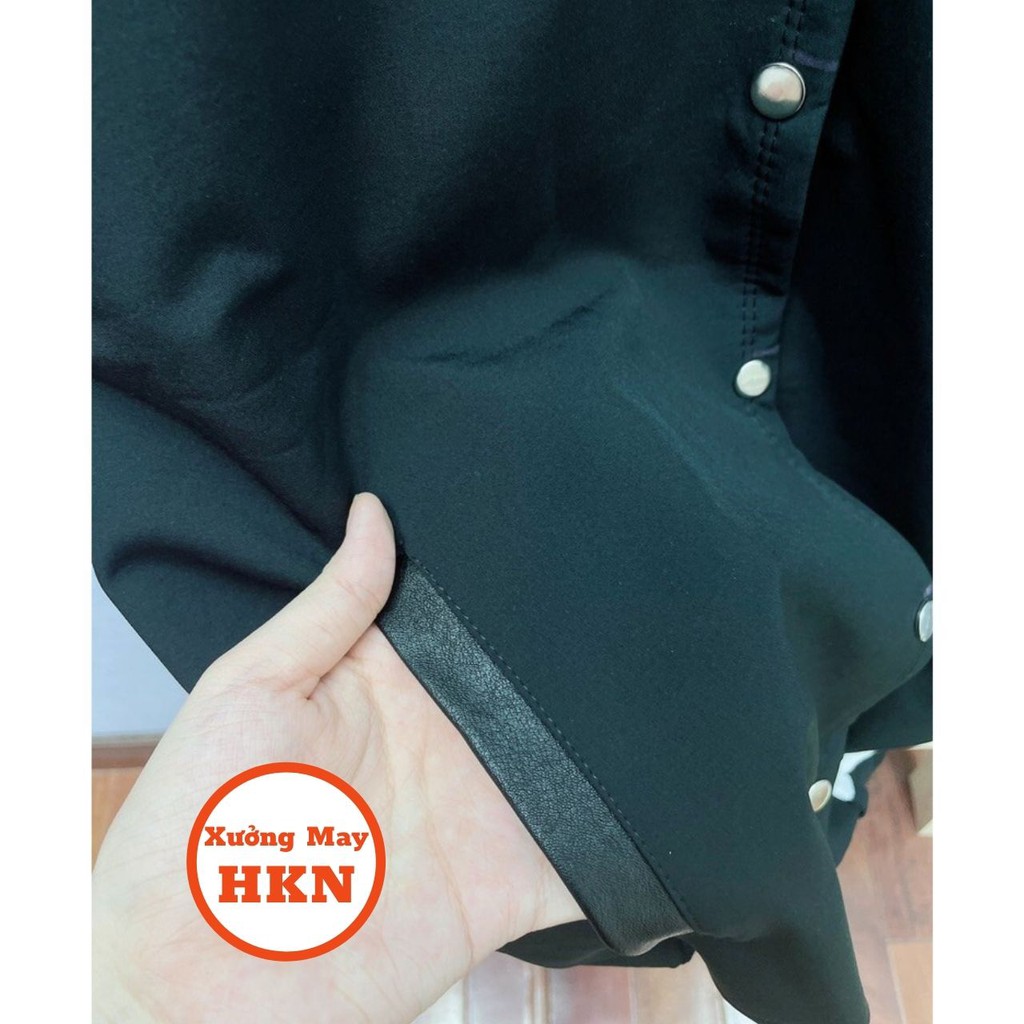 Áo Khoác Bomber Jacket Nam Nữ Unisex Varsity Cardigan Phối Da Họa Tiết Chữ G Tay Mã 258 Xưởng May HKN