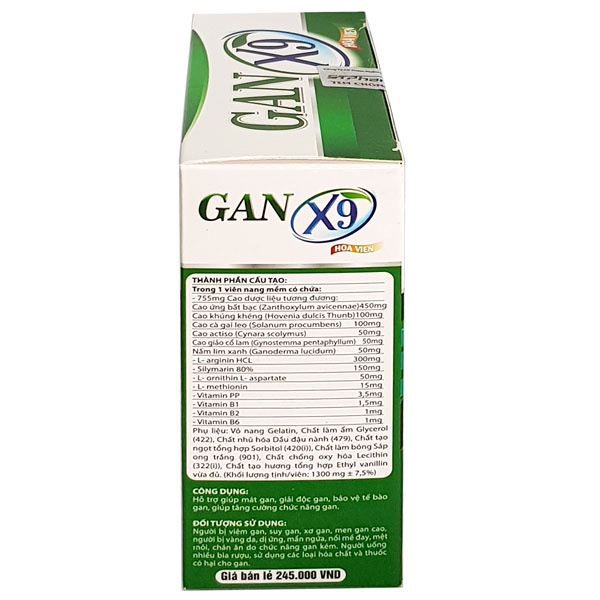 Gan X9 Hoa Viên, hỗ trợ giúp mát gan, giải độc gan, tăng cường chức năng gan (hộp 40 &amp; 50 viên)