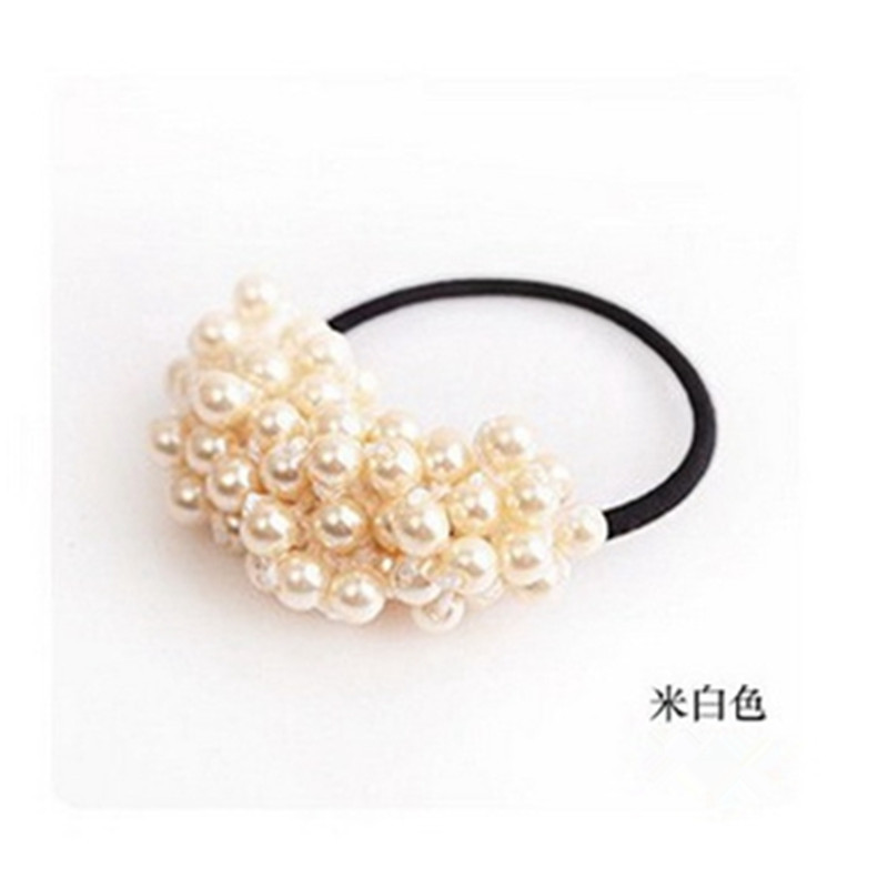Dây buộc tóc đàn hồi đính ngọc trai sáng tạo phong cách Hàn Quốc