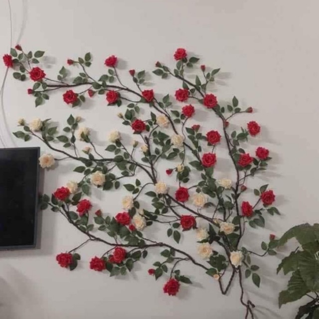 Dây hoa Hồng leo giả dài 3 m- dây rừng trang trí cao cấp