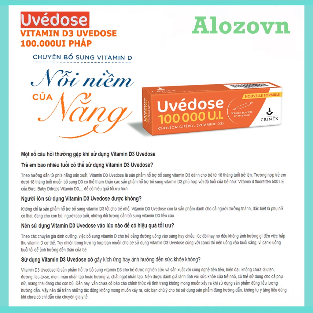 Vitamin D3 Uvedose liều cao 100000 UI Pháp