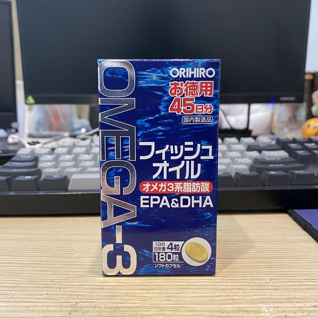 Dầu cá Omega 3 Orihiro fish oil, Omega 3 EPA &amp; DHA Orihiro 180 viên Nhật Bản