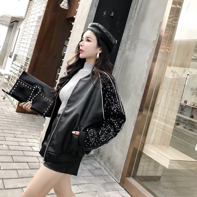 Áo Bomber Da Lấp Lánh Loại 1 Sang Chảnh🎀 | BigBuy360 - bigbuy360.vn