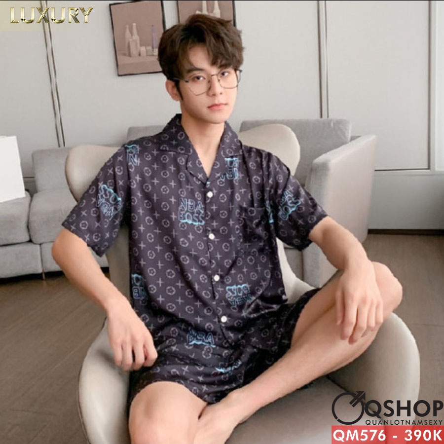 Bộ đồ pijama nam luxury quần ngắn, tay ngắn QSHOP QM575 - QM576 - QM577- QM578 - QM579