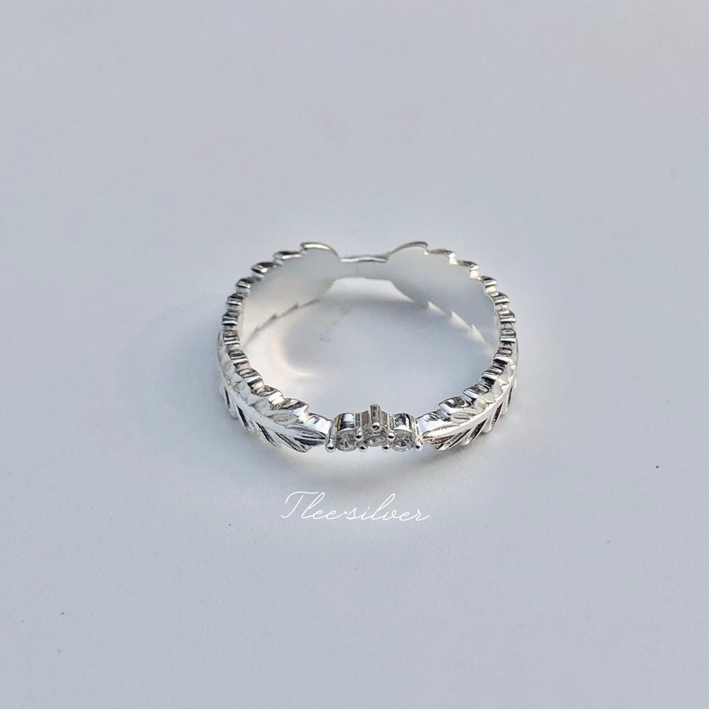Nhẫn bạc nữ TLEE lá Henna nạm đá cao cấp TleeJewelry A0152