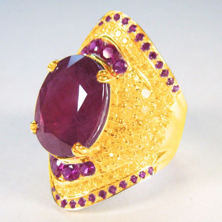 Nhẫn Đính Đá Ruby Thời Trang Tinh Tế Cho Nữ