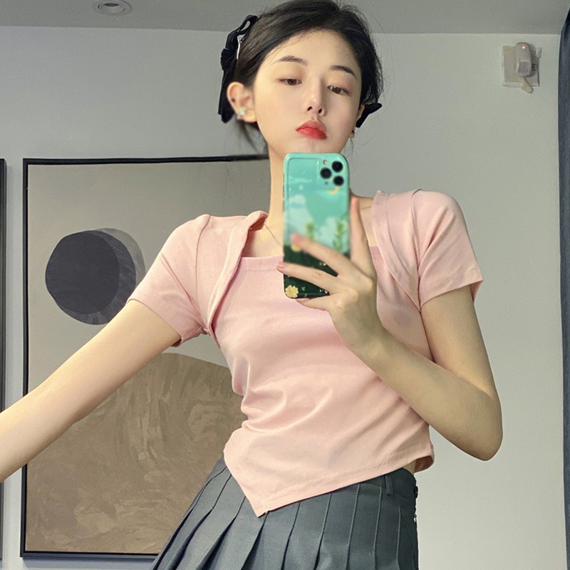 Áo Thun Tay Ngắn Dáng Ôm Thiết Kế Độc Đáo Thời Trang Cho Nữ