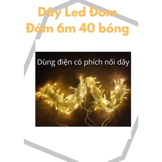 [XẢ KHO](xài điện) DÂY ĐÈN LED ĐOM ĐÓM 6M 40 BÓNG MÀU VÀNG NẮNG CHỚP NHÁY CÓ PHÍCH NỐI