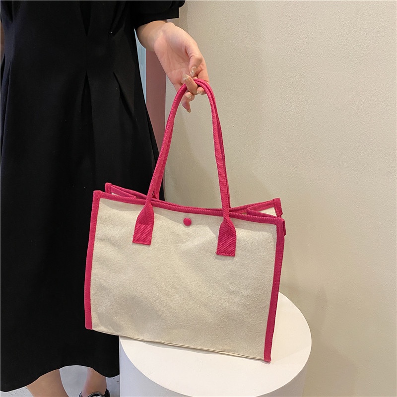 Túi Xách canvas Màu Sắc Tương Phản Thời Trang Cho Nữ