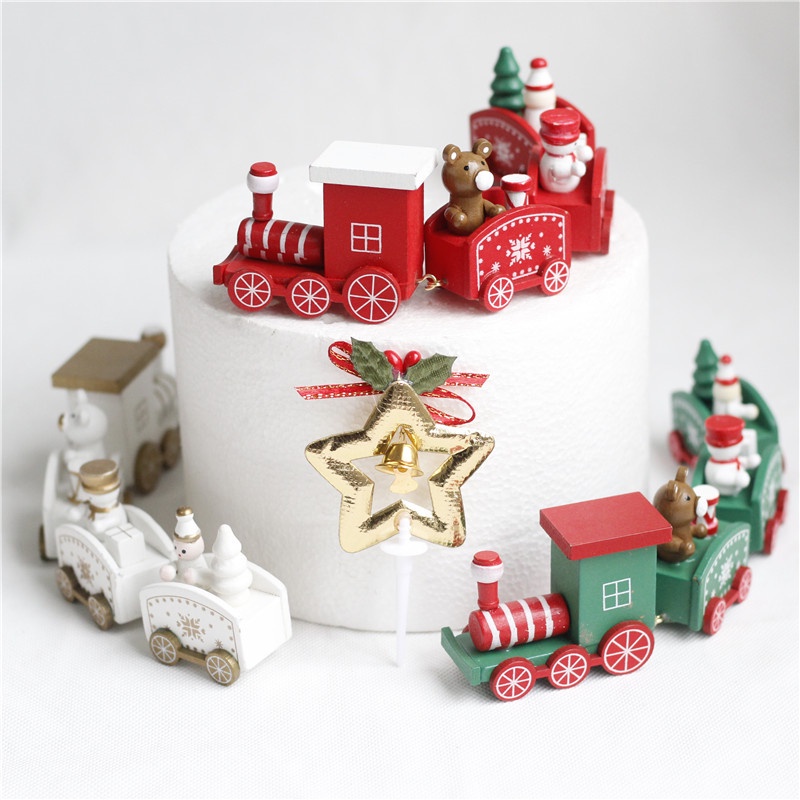 [proflyVN]Little Train Wooden Christmas Decorations for Home Xmas Decor New Year Ornaments