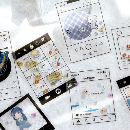 Bộ sticker trong suốt trang trí ảnh polaroid phong cách (ST23)