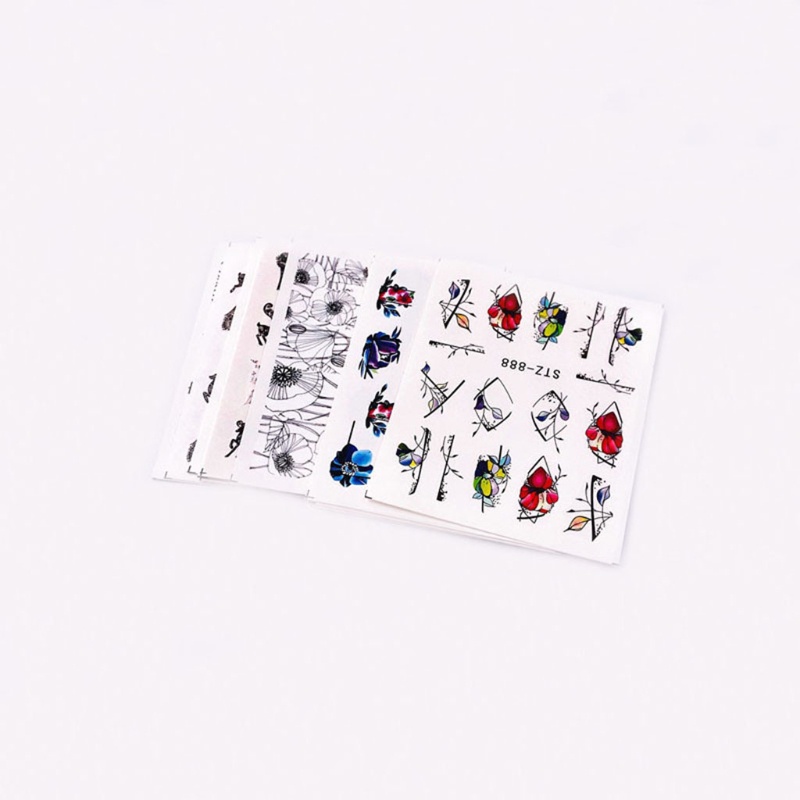 Miếng Dán Trang Trí Móng Tay Acrylic Họa Tiết Hoa Tương Phản DIY