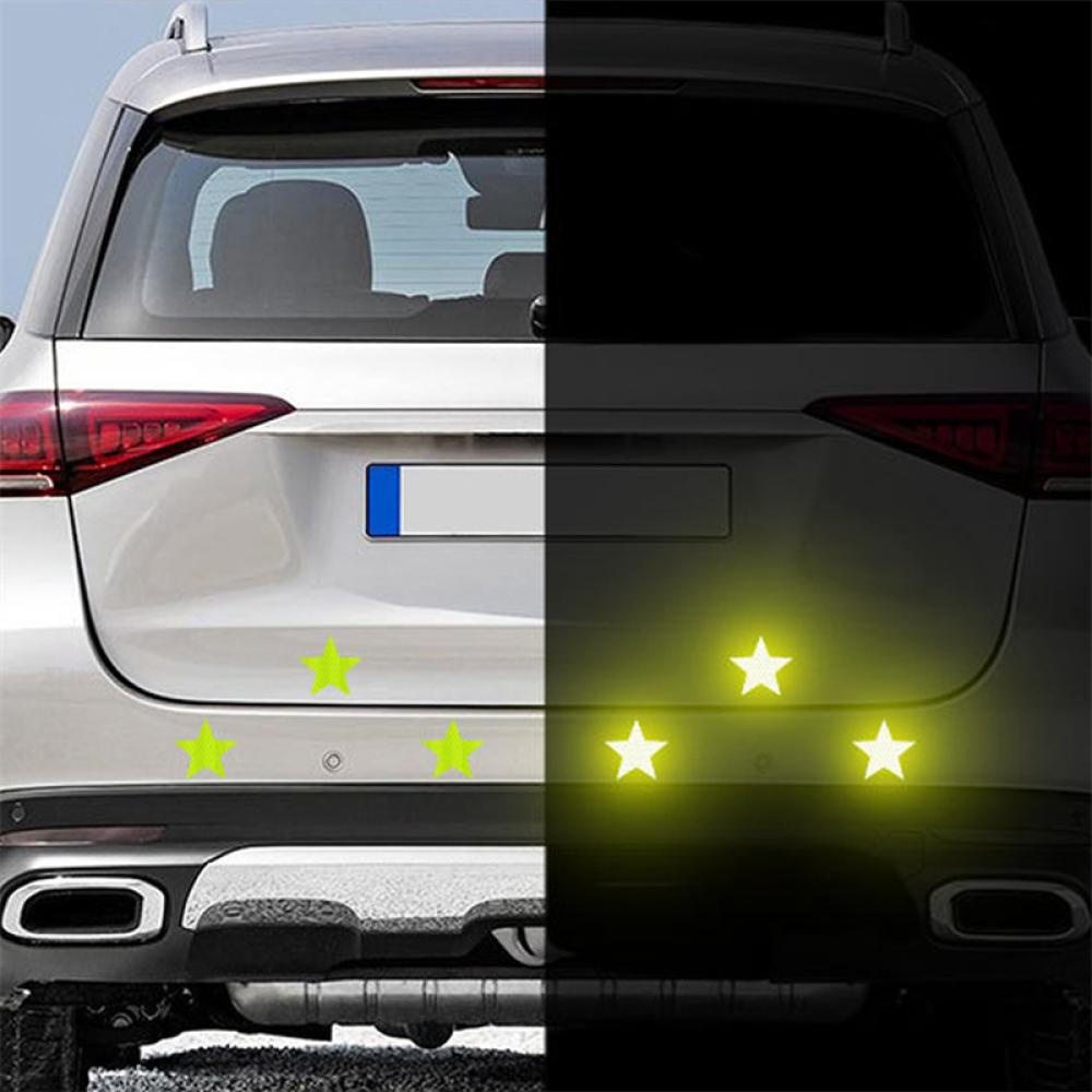 Bộ 6 Miếng Dán Phản Quang Cảnh Báo An Toàn Hình Ngôi Sao Cho Xe Hơi Xe Tải Xe Máy I9Y8