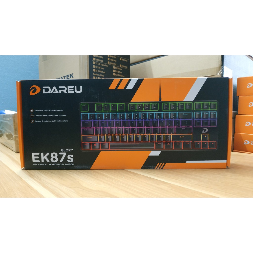 Bàn phím cơ Gaming DAREU EK87s - Black  - New BH 24T - Chính hãng Mai Hoàng