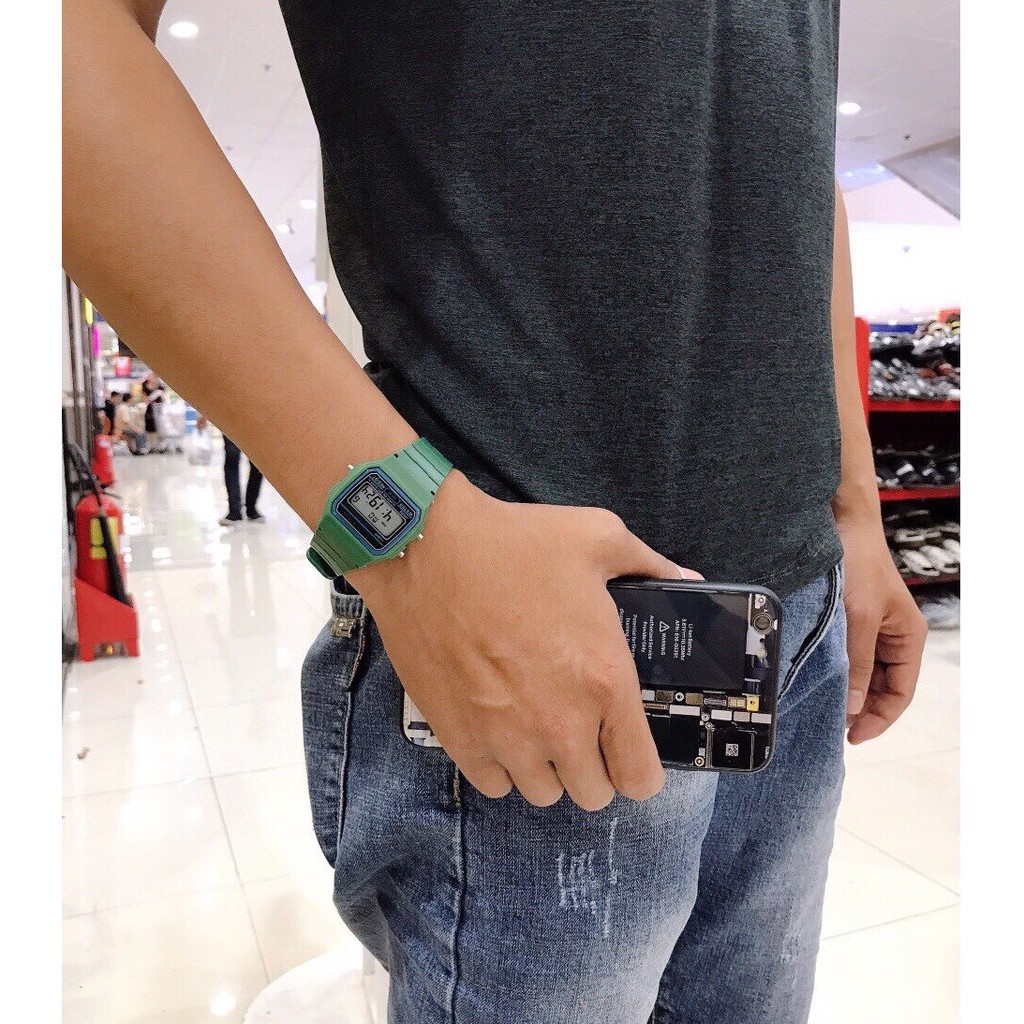 (Giá sỉ)Đồng hồ điện tử unisex dây nhựa nhiều màu có báo thức RW131