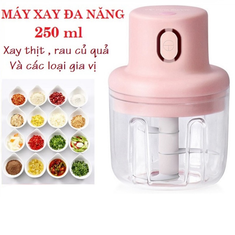 Máy xay mini xay tỏi ớt tiêu dùng pin 250ml