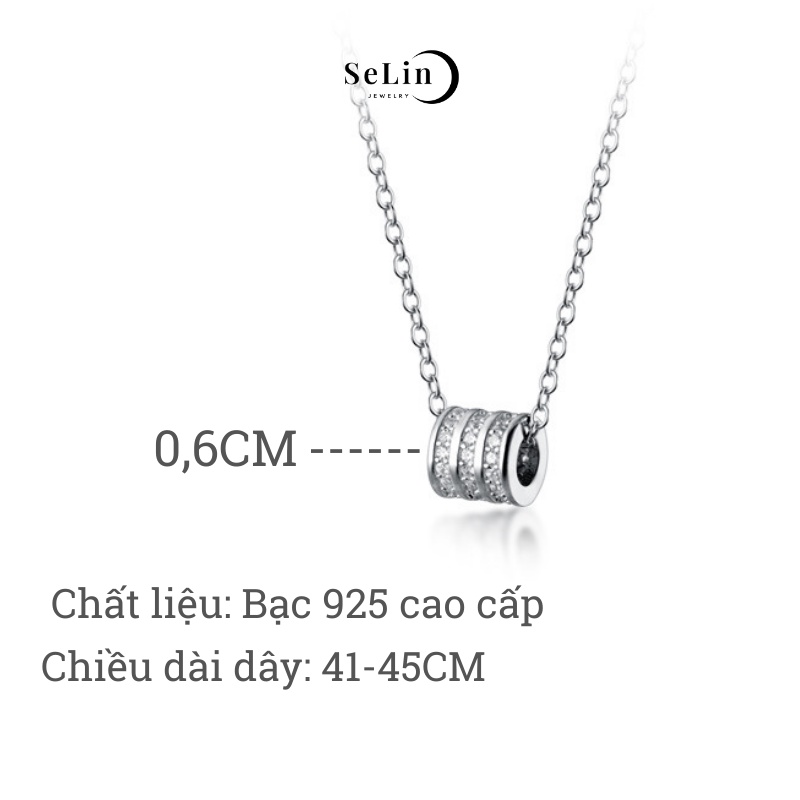 Dây chuyền bạc nữ 925 đẹp đính đá cao cấp hình trụ SELIN JEWELRY - 0003