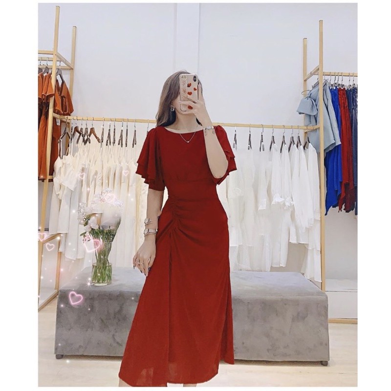 ĐẦM RÚT TAY TẦNG KEM - TRẮNG - ĐỎ