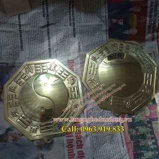 Gương bát quái bằng đồng phong thủy chấn trạch 18cm, gương cầu lồi, gương phong thủy, đồ đồng phong thủy, phong thủy nhà