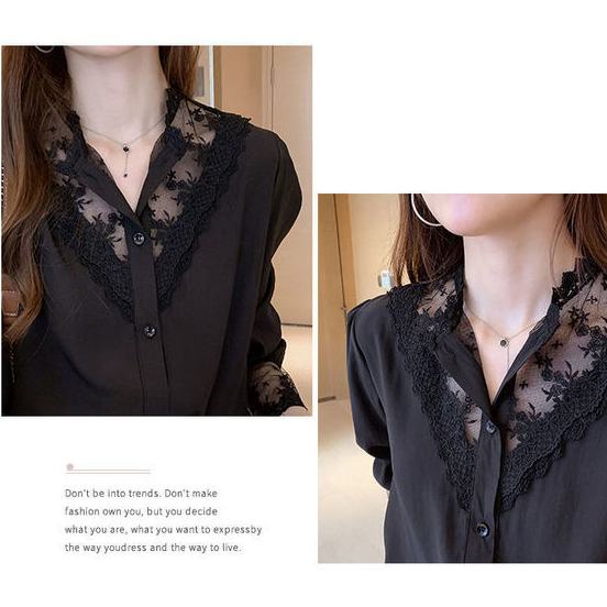 Áo Chiffon Phối Ren Thời Trang Mùa Xuân Mới Cho Nữ Mã