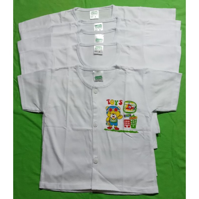 Áo nút giữa tay ngắn trắng sơ sinh 100% cotton