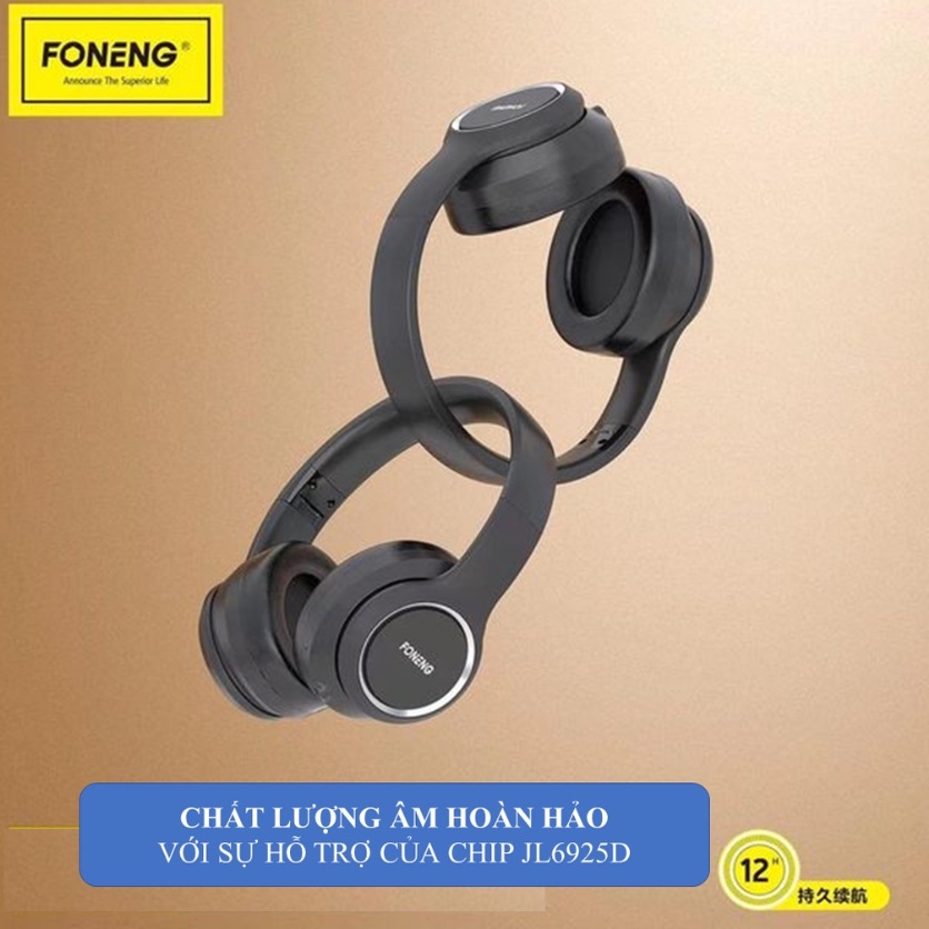 Headphone Tai Nghe Chụp Tai bluetooth Foneng BL 50 kết nối không dây có mic nghe nhạc liên tục 12h hàng chính hãng