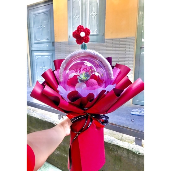 HOa bóng mix hoa sáp kẹo gấu bông siêu xinh