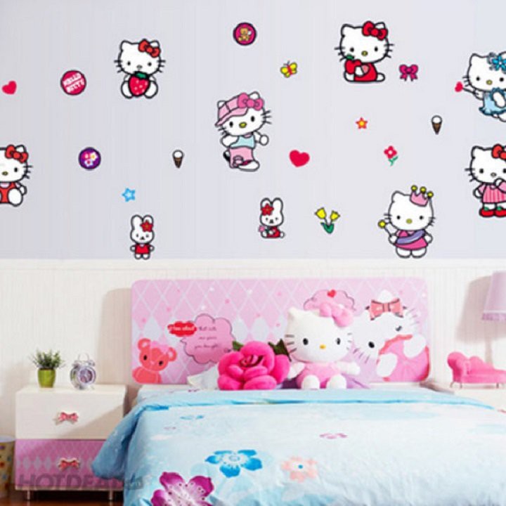 Decal dán tường hình Hello kitty cho bé