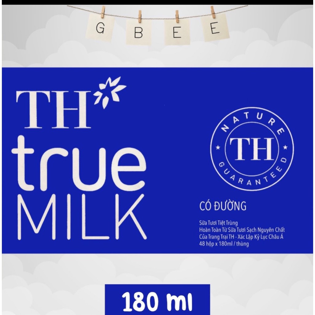 Combo 1/2 Thùng 24 hộp sữa tươi TH TrueMilk 180ml ( Có đường, Ít đường, Không đường, Sô-cô-la, Dâu)