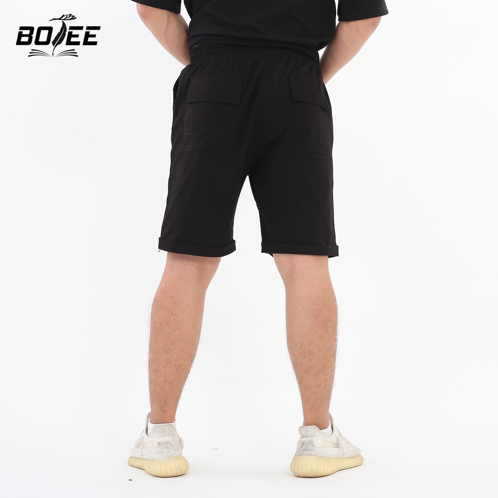 Quần short kaki basic BOTEE unisex nam nữ màu đen trơn form rộng ống suông