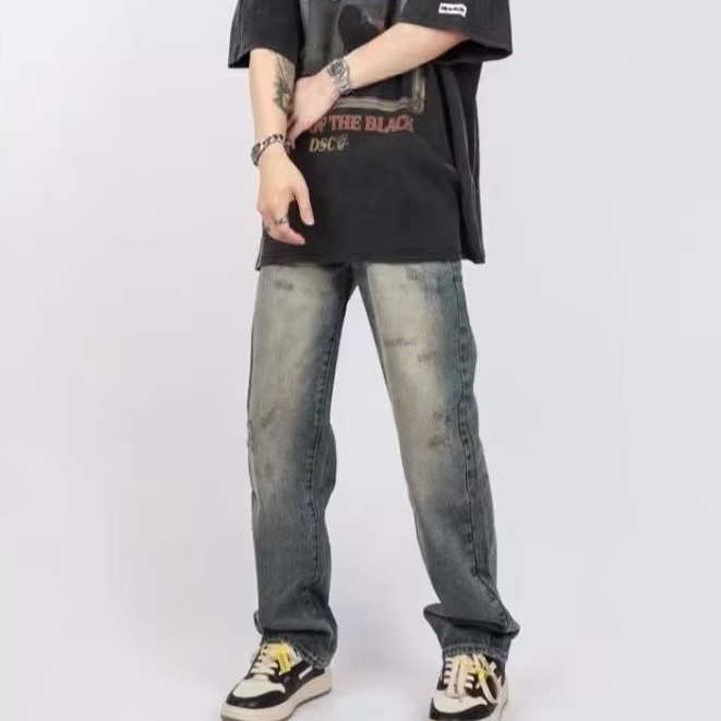Quần baggy rách  thời trang quần jean ống đứng unisex from rộng quần hiphop oversize hiphop quần jean bé trai simple quần jean nam đẹp