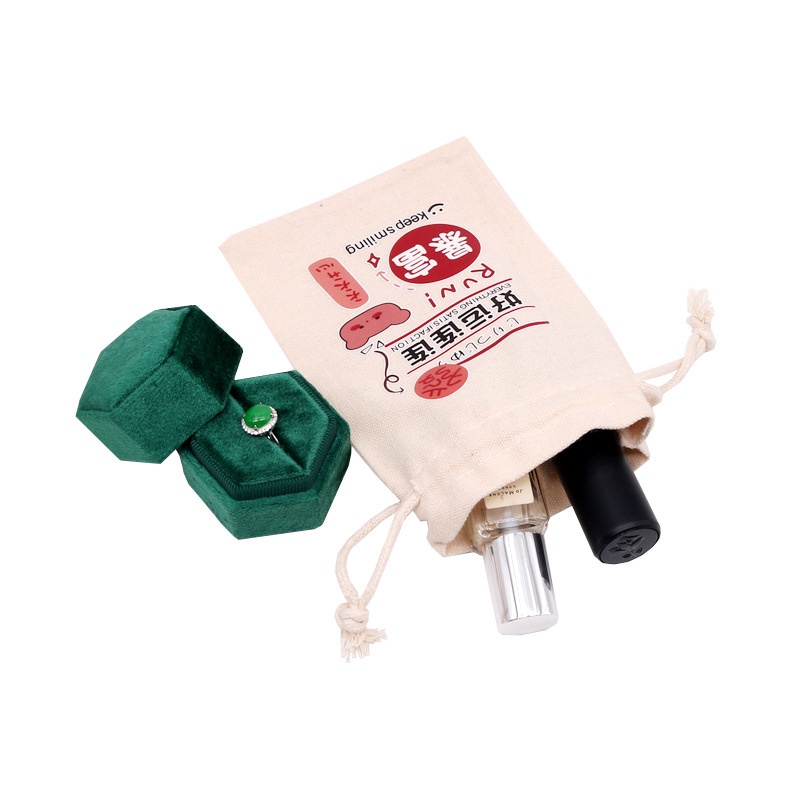 Túi vải canvas dây rút 10x14cm in hình dễ thương đựng quà, làm quà tặng, đựng trang sức, mỹ phẩm, băng vệ sinh