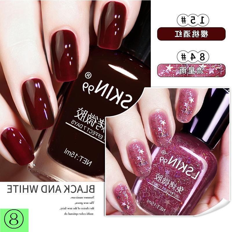 Sơn Móng Tay Màu Đỏ Rượu Vang Không Lộ Viền Lâu Trôi Không Thấm Nước Không Phai Màu Làm Trắng