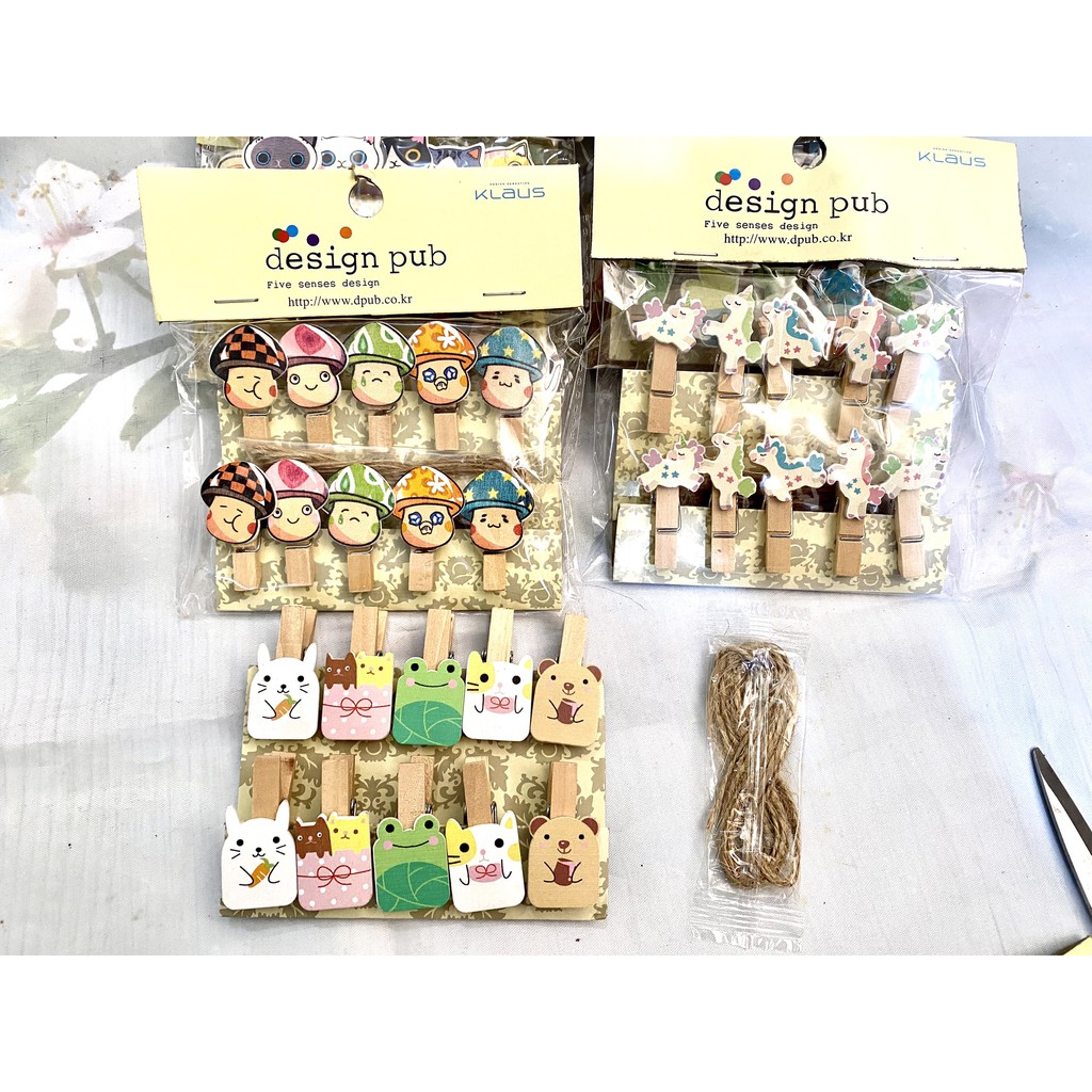 Set 3 vỉ kẹp gỗ hình khác nhau